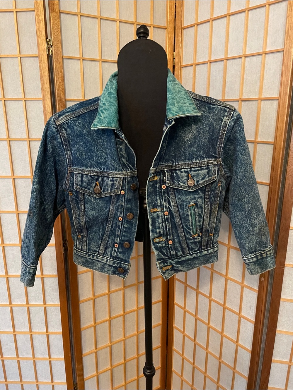 Vintage 80’s /90’s Levi's Teal Acid-Wash Denim Jacket